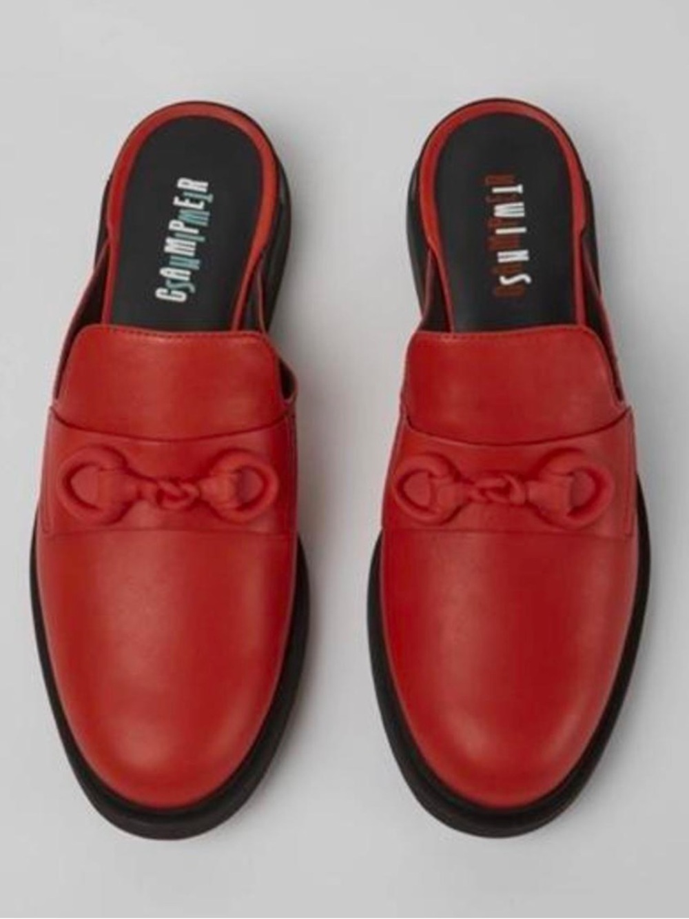Camper Red Slip-On Mules with Decorative Knot